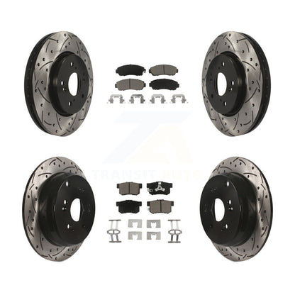 [Avant + Arrière] Kit de disque (percé rainuré revêtu) et plaquette (céramique) de frein pour Honda CR-V Acura RDX KDC-100415