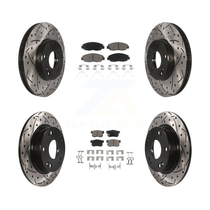 [Avant + Arrière] Kit de disque (percé rainuré revêtu) et plaquette (céramique) de frein pour 2014-2015 Honda Civic Touring KDC-100416
