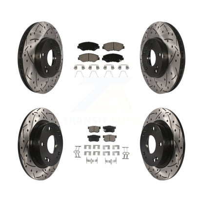 [Avant + Arrière] Kit de disque (percé rainuré revêtu) et plaquette (céramique) de frein pour Honda Civic Acura ILX KDC-100417