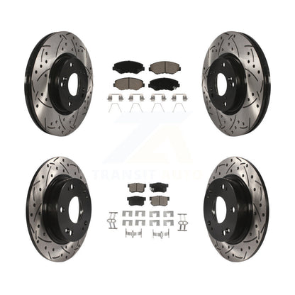 [Avant + Arrière] Kit de disque (percé rainuré revêtu) et plaquette (céramique) de frein pour Honda Civic Acura ILX KDC-100418