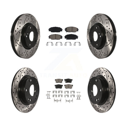 [Avant + Arrière] Kit de disque (percé rainuré revêtu) et plaquette (céramique) de frein pour Honda Civic Acura CSX KDC-100420
