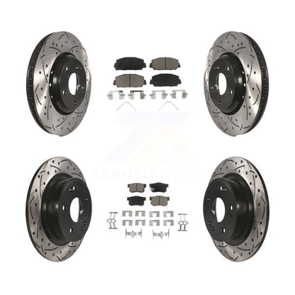 [Avant + Arrière] Kit de disque (percé rainuré revêtu) et plaquette (céramique) de frein pour 2017-2022 Acura ILX KDC-100424