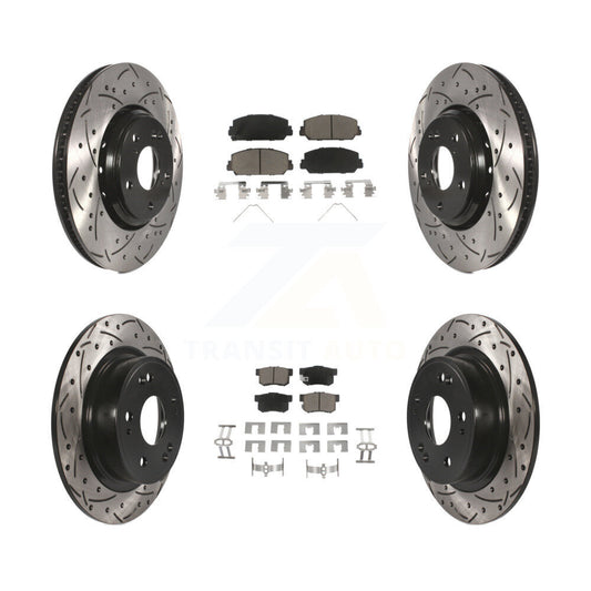 [Avant + Arrière] Kit de disque (percé rainuré revêtu) et plaquette (céramique) de frein pour 2017-2022 Acura ILX KDC-100424