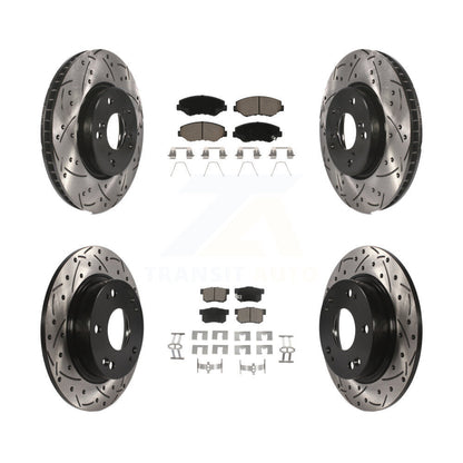 [Avant + Arrière] Kit de disque (percé rainuré revêtu) et plaquette (céramique) de frein pour 2015 Honda Civic EX avec Coupe Manual transmission KDC-100425