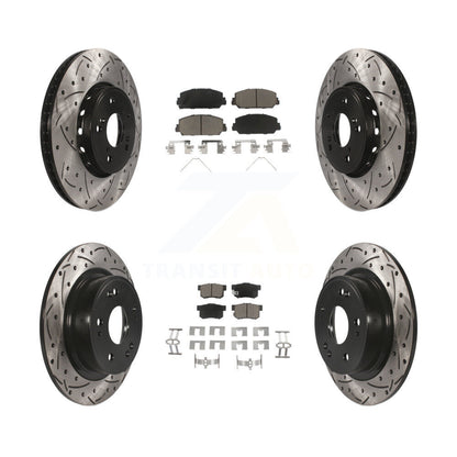 [Avant + Arrière] Kit de disque (percé rainuré revêtu) et plaquette (céramique) de frein pour 2016 Acura ILX KDC-100427