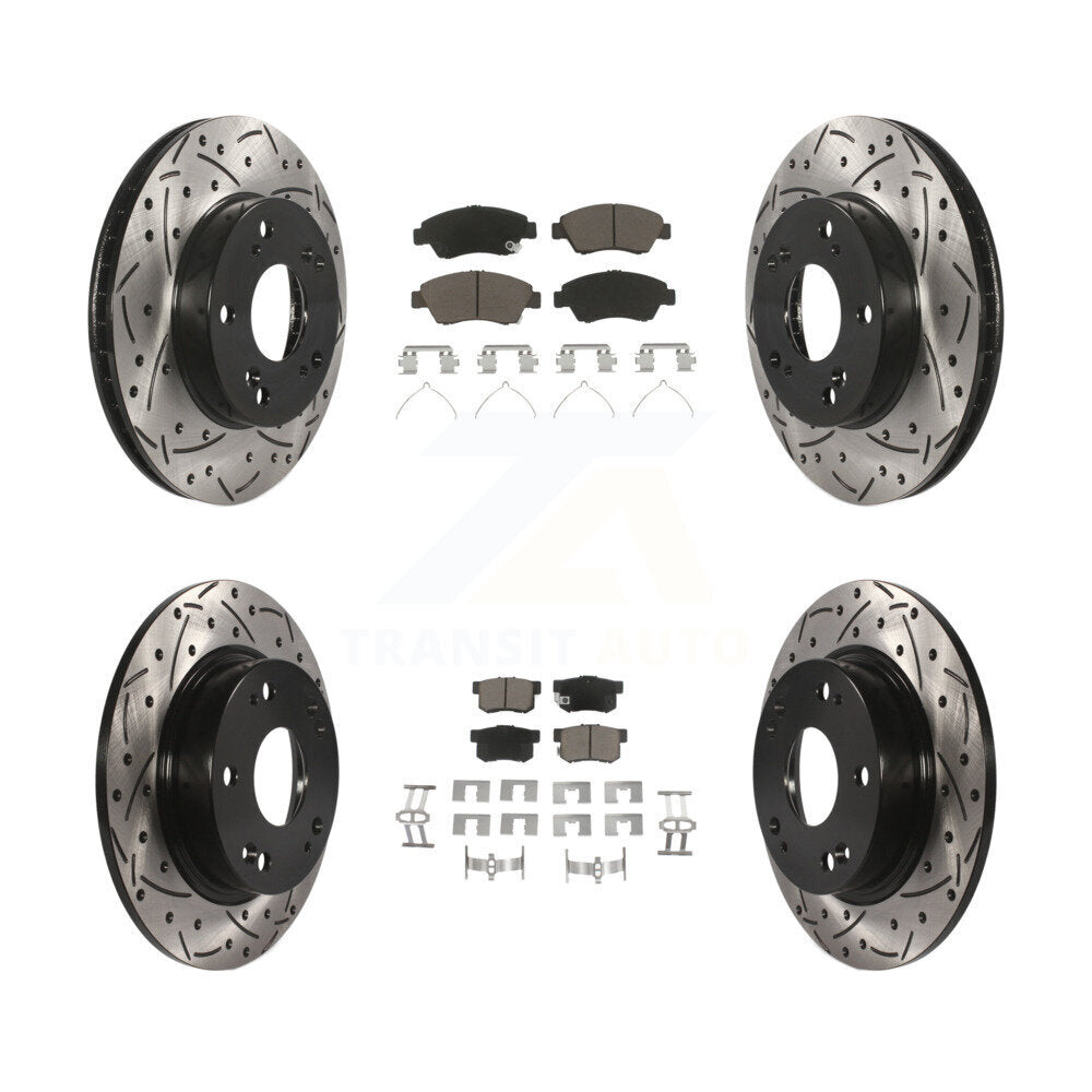 [Avant + Arrière] Kit de disque (percé rainuré revêtu) et plaquette (céramique) de frein pour 2013-2015 Acura ILX 1.5L KDC-100428