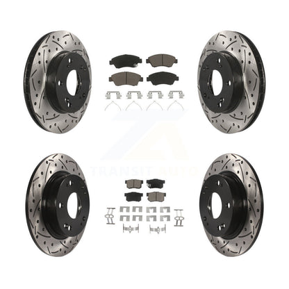 [Avant + Arrière] Kit de disque (percé rainuré revêtu) et plaquette (céramique) de frein pour 2013-2015 Acura ILX 1.5L KDC-100428