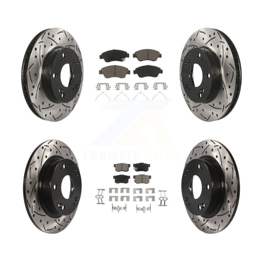 [Avant + Arrière] Kit de disque (percé rainuré revêtu) et plaquette (céramique) de frein pour 2013-2015 Acura ILX 1.5L KDC-100428