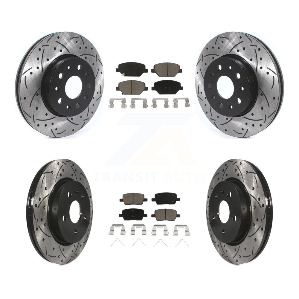 [Avant + Arrière] Kit de disque (percé rainuré revêtu) et plaquette (céramique) de frein pour Chevrolet Camaro sans Brembo Calipers KDC-100432