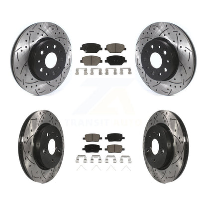 [Avant + Arrière] Kit de disque (percé rainuré revêtu) et plaquette (céramique) de frein pour Chevrolet Camaro sans Brembo Calipers KDC-100432