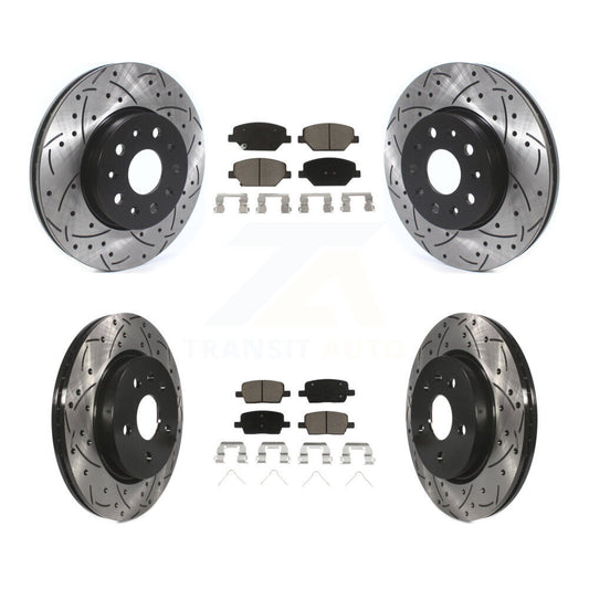 [Avant + Arrière] Kit de disque (percé rainuré revêtu) et plaquette (céramique) de frein pour Chevrolet Camaro sans Brembo Calipers KDC-100432