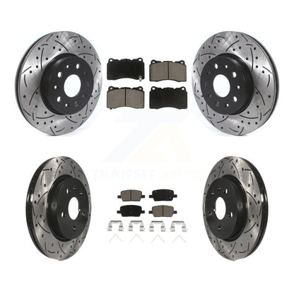 [Avant + Arrière] Kit de disque (percé rainuré revêtu) et plaquette (céramique) de frein pour Chevrolet Camaro KDC-100433