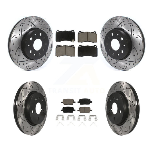 [Avant + Arrière] Kit de disque (percé rainuré revêtu) et plaquette (céramique) de frein pour Chevrolet Camaro KDC-100433