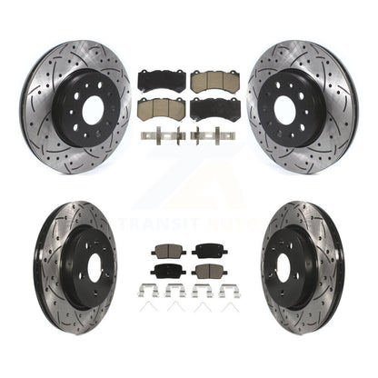 [Avant + Arrière] Kit de disque (percé rainuré revêtu) et plaquette (céramique) de frein pour 2019-2020 Chevrolet Camaro LT LS avec 6 Piston Brembo Calipers KDC-100434