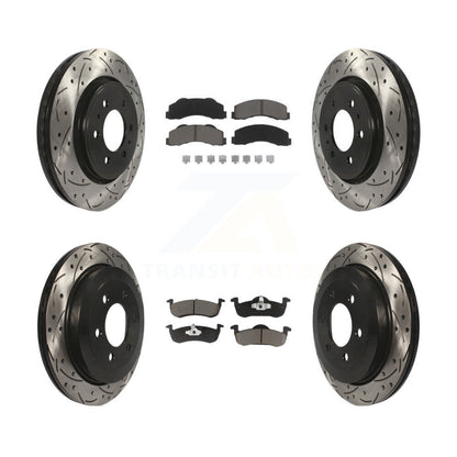 [Avant + Arrière] Kit de disque (percé rainuré revêtu) et plaquette (céramique) de frein pour 2010-2017 Ford Expedition Lincoln Navigator KDC-100437
