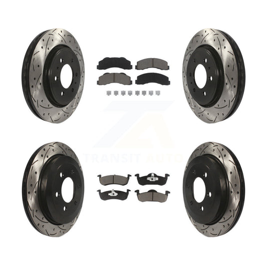 [Avant + Arrière] Kit de disque (percé rainuré revêtu) et plaquette (céramique) de frein pour 2010-2017 Ford Expedition Lincoln Navigator KDC-100437