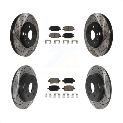 [Avant + Arrière] Kit de disque (percé rainuré revêtu) et plaquette (céramique) de frein pour Chevrolet Cruze Volt Bolt EV EUV KDC-100438 par Transit Auto