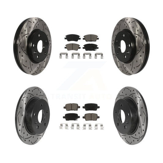 [Avant + Arrière] Kit de disque (percé rainuré revêtu) et plaquette (céramique) de frein pour Chevrolet Cruze Volt Bolt EV EUV KDC-100438