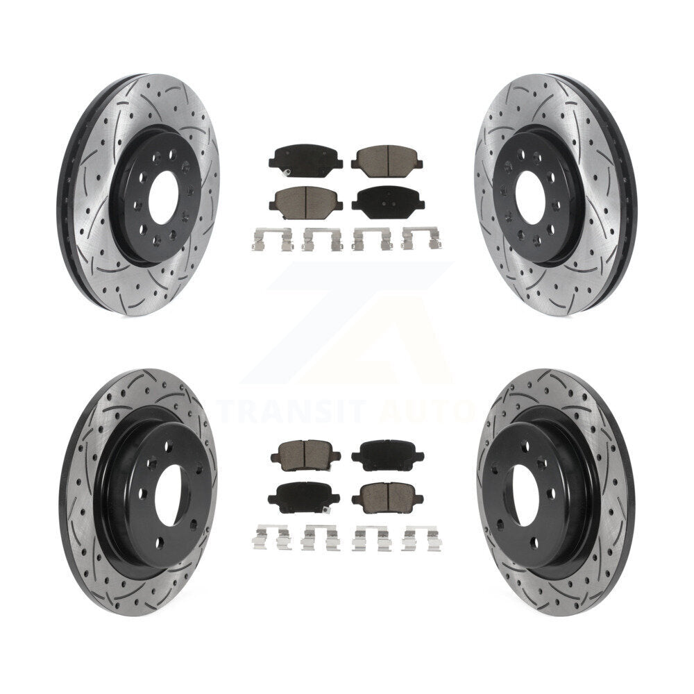 [Avant + Arrière] Kit de disque (percé rainuré revêtu) et plaquette (céramique) de frein pour Chevrolet Equinox GMC Terrain Buick LaCrosse KDC-100439