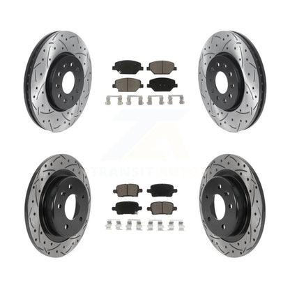 [Avant + Arrière] Kit de disque (percé rainuré revêtu) et plaquette (céramique) de frein pour Chevrolet Equinox GMC Terrain Buick LaCrosse KDC-100439
