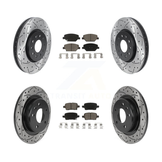 [Avant + Arrière] Kit de disque (percé rainuré revêtu) et plaquette (céramique) de frein pour Chevrolet Equinox GMC Terrain Buick LaCrosse KDC-100439