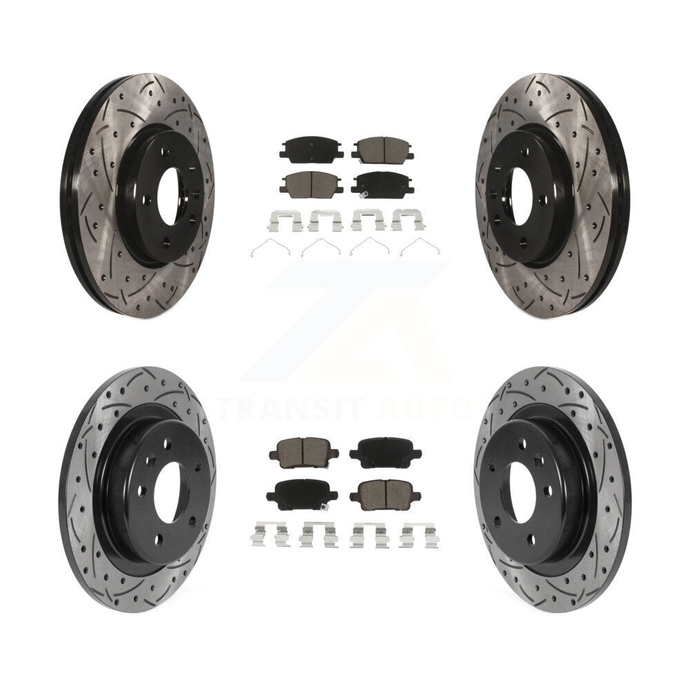 [Avant + Arrière] Kit de disque (percé rainuré revêtu) et plaquette (céramique) de frein pour Chevrolet Equinox Malibu GMC Terrain Buick LaCrosse KDC-100440