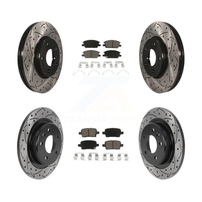 [Avant + Arrière] Kit de disque (percé rainuré revêtu) et plaquette (céramique) de frein pour Chevrolet Equinox Malibu GMC Terrain Buick LaCrosse KDC-100440