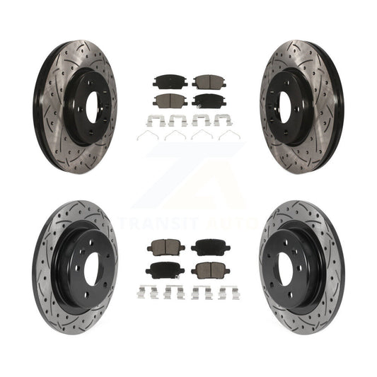 [Avant + Arrière] Kit de disque (percé rainuré revêtu) et plaquette (céramique) de frein pour Chevrolet Equinox Malibu GMC Terrain Buick LaCrosse KDC-100440