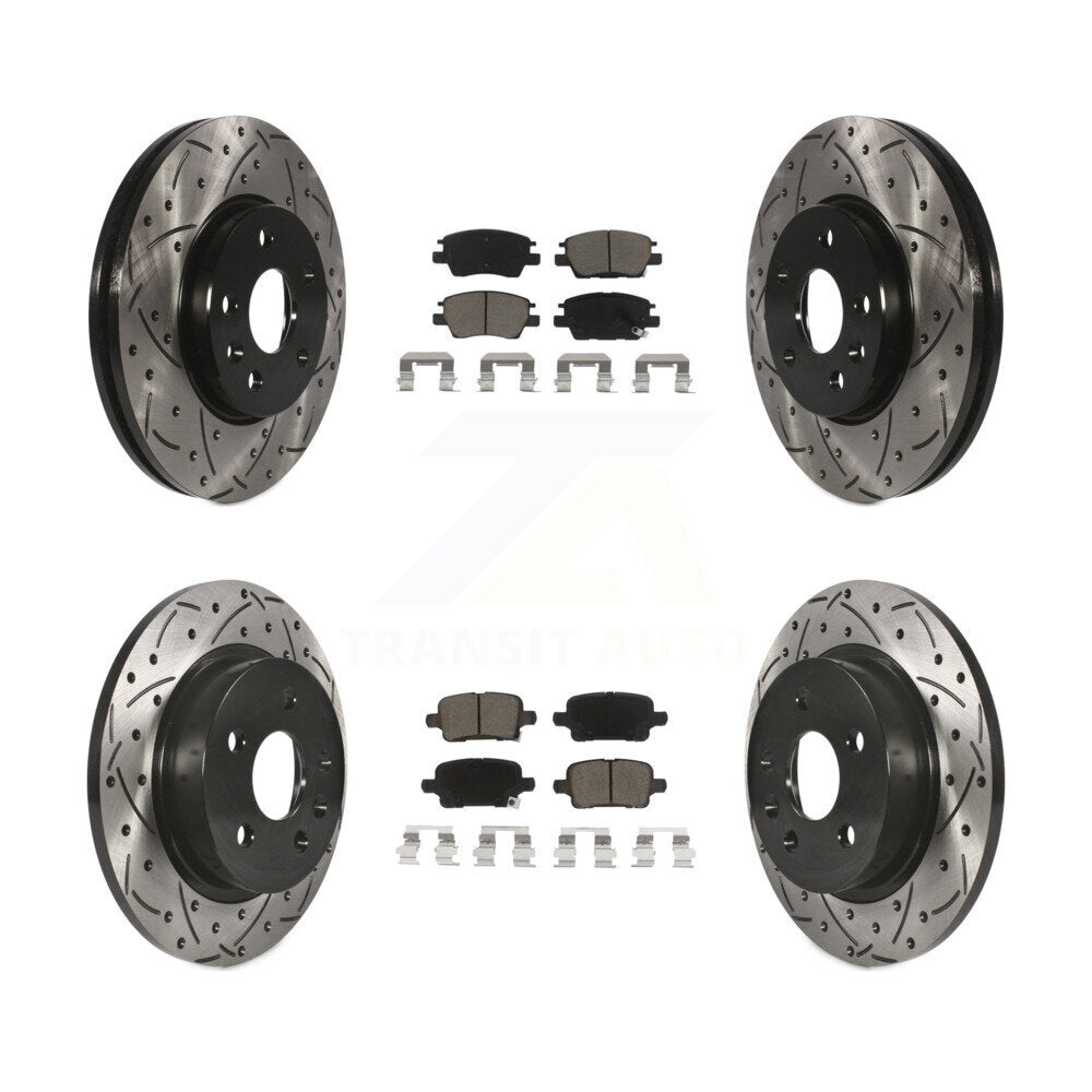[Avant + Arrière] Kit de disque (percé rainuré revêtu) et plaquette (céramique) de frein pour 2016 Chevrolet Cruze avec 268mm Diameter Rotor KDC-100441