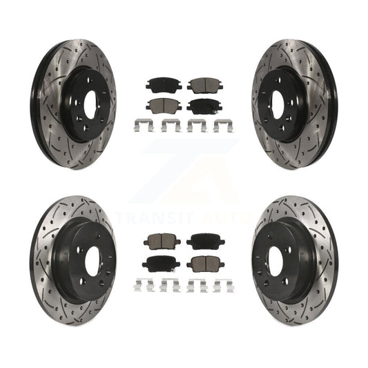 [Avant + Arrière] Kit de disque (percé rainuré revêtu) et plaquette (céramique) de frein pour 2016 Chevrolet Cruze avec 268mm Diameter Rotor KDC-100441