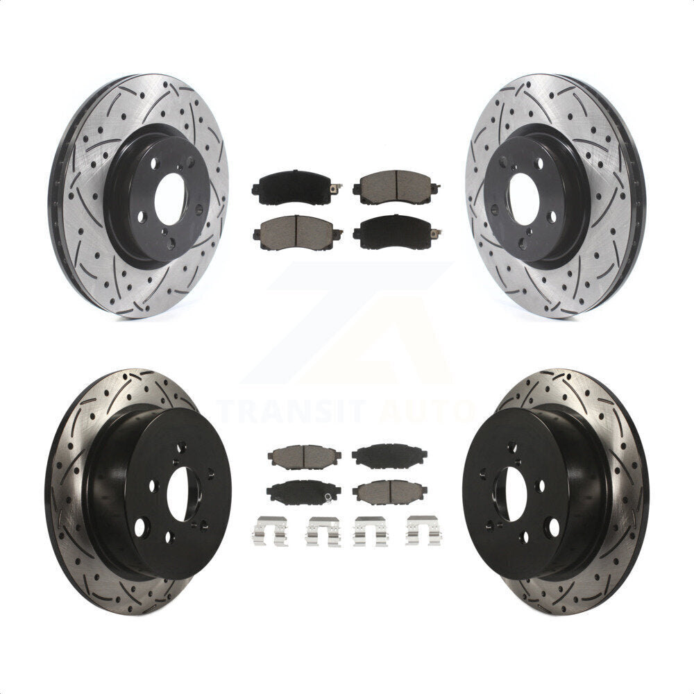 [Avant + Arrière] Kit de disque (percé rainuré revêtu) et plaquette (céramique) de frein pour 2017-2021 Subaru Impreza avec 276mm Diameter Rotor KDC-100442 par Transit Auto