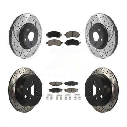 [Avant + Arrière] Kit de disque (percé rainuré revêtu) et plaquette (céramique) de frein pour 2017-2021 Subaru Impreza avec 276mm Diameter Rotor KDC-100442 par Transit Auto