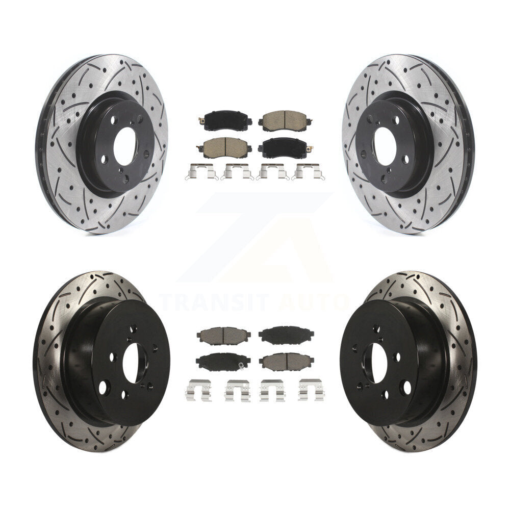 [Avant + Arrière] Kit de disque (percé rainuré revêtu) et plaquette (céramique) de frein pour 2017-2021 Subaru Impreza avec 276mm Diameter Rotor KDC-100442