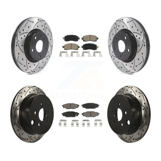 [Avant + Arrière] Kit de disque (percé rainuré revêtu) et plaquette (céramique) de frein pour 2017-2021 Subaru Impreza avec 276mm Diameter Rotor KDC-100442