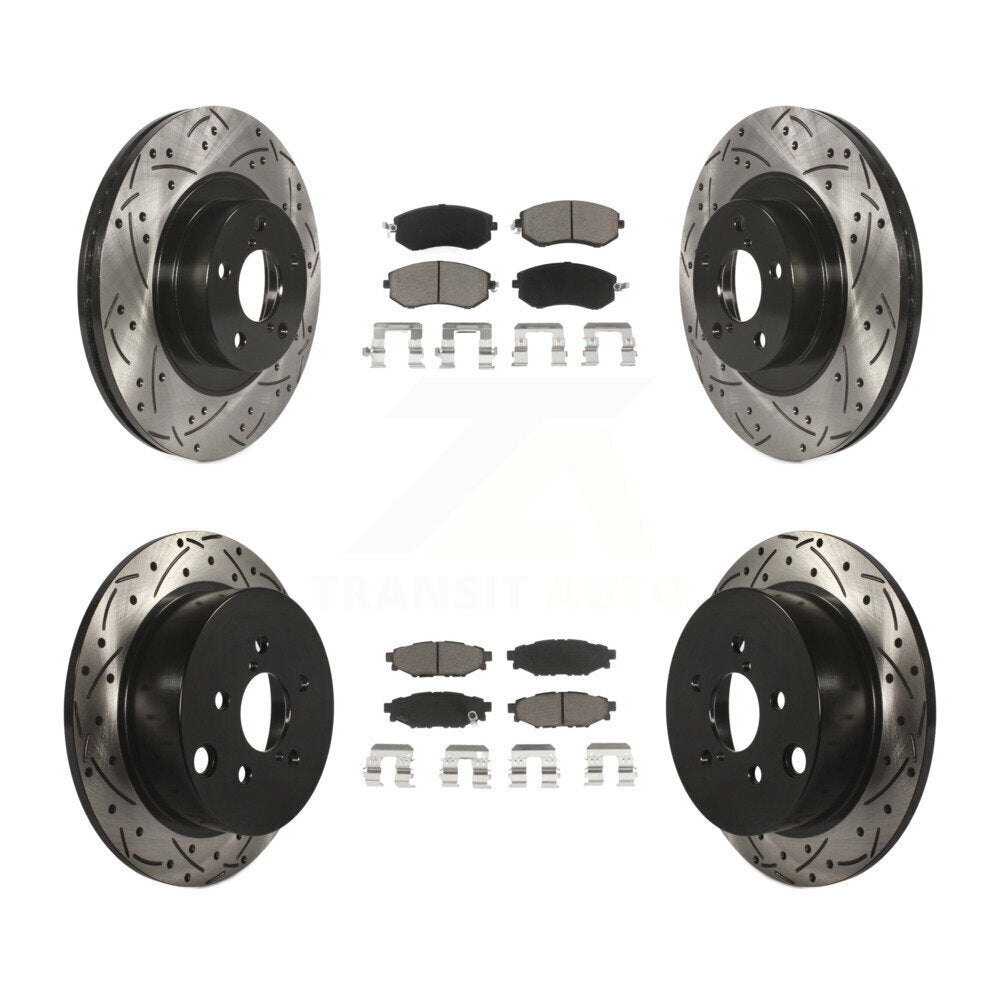 [Avant + Arrière] Kit de disque (percé rainuré revêtu) et plaquette (céramique) de frein pour Subaru Forester XV Crosstrek avec 292mm Diameter Rotor KDC-100444