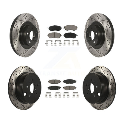 [Avant + Arrière] Kit de disque (percé rainuré revêtu) et plaquette (céramique) de frein pour Subaru Forester XV Crosstrek avec 292mm Diameter Rotor KDC-100444