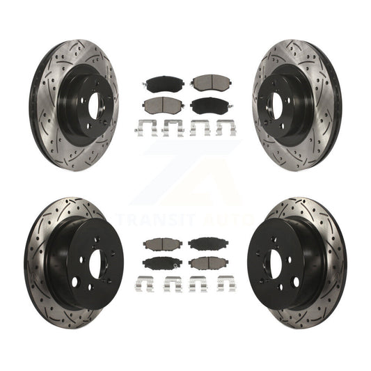 [Avant + Arrière] Kit de disque (percé rainuré revêtu) et plaquette (céramique) de frein pour Subaru Forester XV Crosstrek avec 292mm Diameter Rotor KDC-100444
