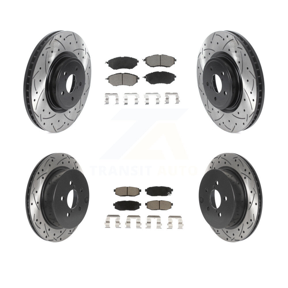 [Avant + Arrière] Kit de disque (percé rainuré revêtu) et plaquette (céramique) de frein pour 2014-2018 Subaru Forester 2.0L KDC-100445