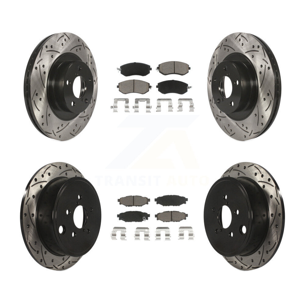 [Avant + Arrière] Kit de disque (percé rainuré revêtu) et plaquette (céramique) de frein pour Subaru Impreza Outback Forester Legacy KDC-100446