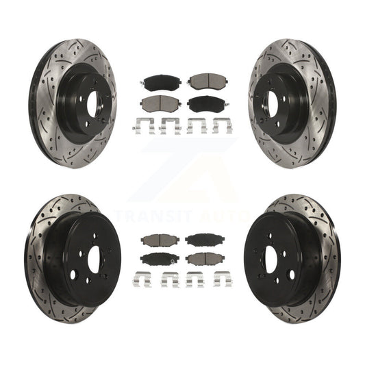 [Avant + Arrière] Kit de disque (percé rainuré revêtu) et plaquette (céramique) de frein pour Subaru Impreza Outback Forester Legacy KDC-100446