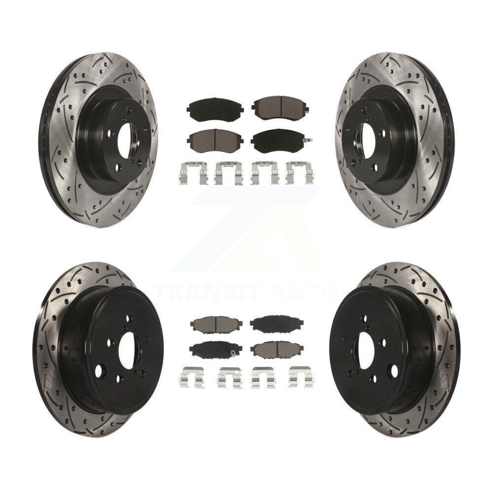 [Avant + Arrière] Kit de disque (percé rainuré revêtu) et plaquette (céramique) de frein pour Subaru Outback Forester Impreza Legacy KDC-100447