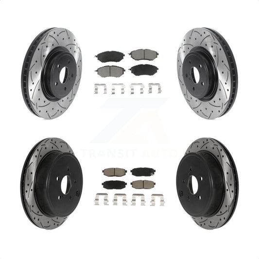 [Avant + Arrière] Kit de disque (percé rainuré revêtu) et plaquette (céramique) de frein pour Subaru Outback Legacy KDC-100448 par Transit Auto