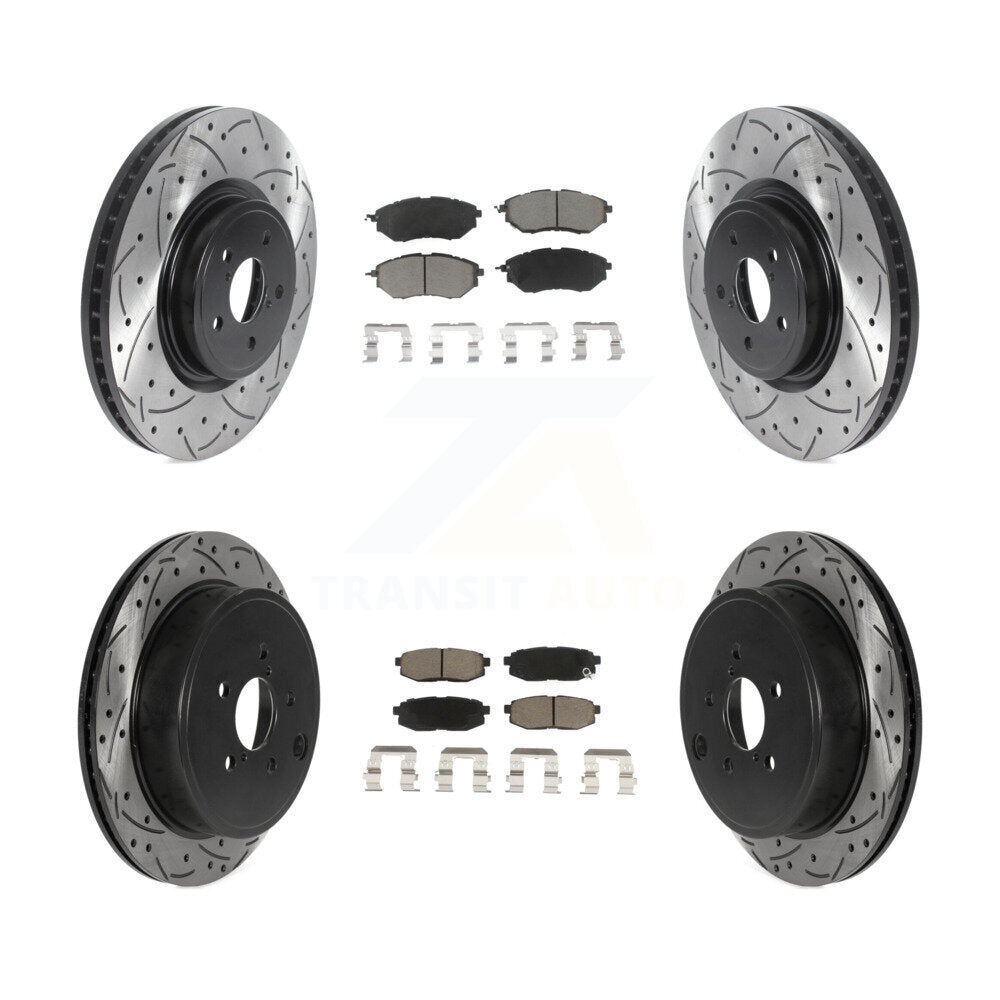 [Avant + Arrière] Kit de disque (percé rainuré revêtu) et plaquette (céramique) de frein pour Subaru Outback Legacy KDC-100448