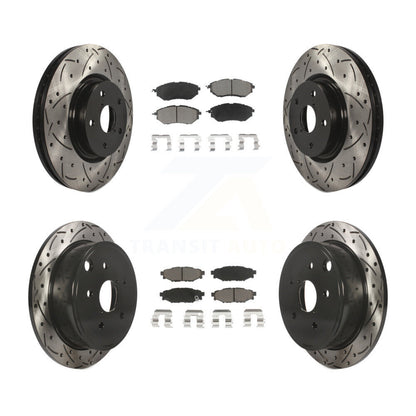 [Avant + Arrière] Kit de disque (percé rainuré revêtu) et plaquette (céramique) de frein pour Subaru WRX KDC-100449