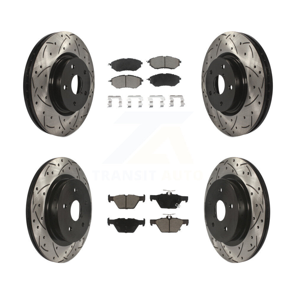 [Avant + Arrière] Kit de disque (percé rainuré revêtu) et plaquette (céramique) de frein pour Subaru Outback Legacy WRX KDC-100450