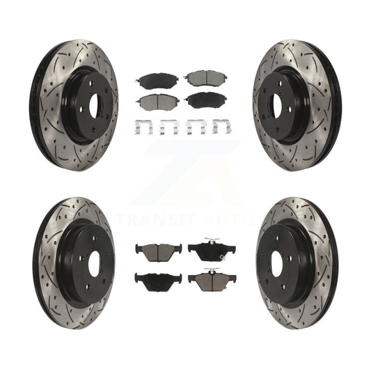 [Avant + Arrière] Kit de disque (percé rainuré revêtu) et plaquette (céramique) de frein pour Subaru Outback Legacy WRX KDC-100450