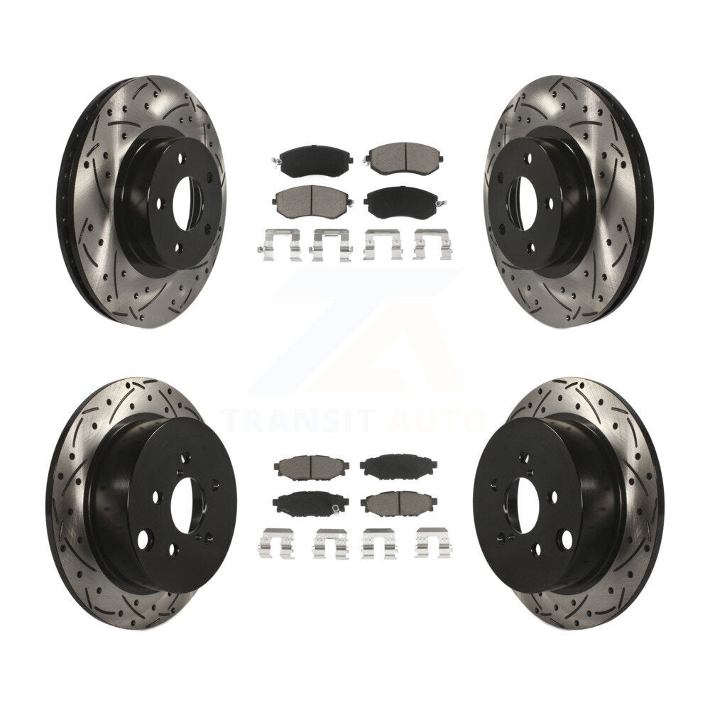 [Avant + Arrière] Kit de disque (percé rainuré revêtu) et plaquette (céramique) de frein pour Subaru Impreza KDC-100451