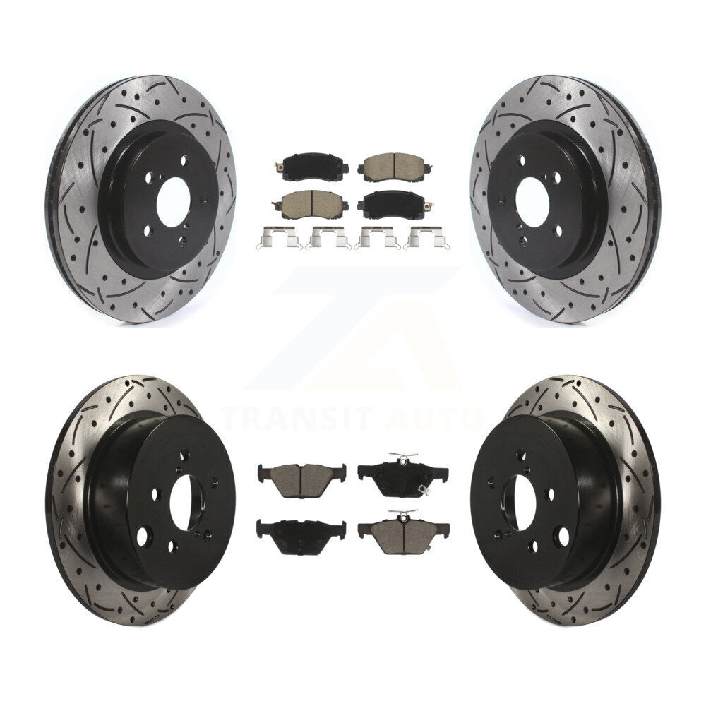 [Avant + Arrière] Kit de disque (percé rainuré revêtu) et plaquette (céramique) de frein pour Subaru Crosstrek KDC-100457