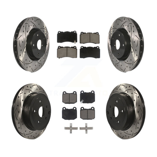 [Avant + Arrière] Kit de disque (percé rainuré revêtu) et plaquette (céramique) de frein pour Subaru Impreza WRX STI KDC-100458