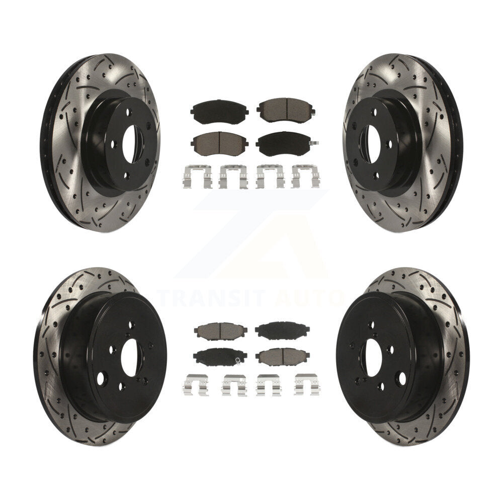 [Avant + Arrière] Kit de disque (percé rainuré revêtu) et plaquette (céramique) de frein pour Subaru Impreza KDC-100460